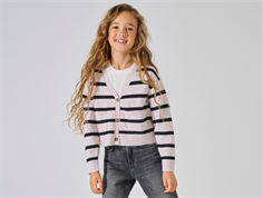 Kids ONLY birch/black stribet v-neck strikcardigan